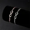 Bracelets de charme Mode Cristal Infinity Bracelet Pour Femmes Été Réglable Cz Sans Fin Amour Tennis Anniversaire Bijoux Cadeau