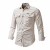 Camisetas masculinas 2022 Spring Workwear camisa masculina de tamanho grande de algodão puro manga comprida solta