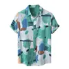 Camisas casuales para hombres T Shirt Homme Hombres sueltos Estilo hawaiano Playa Manga corta Top Verano Impreso Vacaciones Camisa Camiset