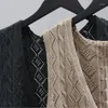 Men's Sweaters Women 2022 Vintage Oversized Knitted Vest Sweater V Neck Sleeveless Pockets Loose Female Waistcoat Chic Tops