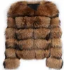 Abrigo de mapache LUZUZI de piel sintética, ropa de talla grande, moda de invierno para mujer, cuello redondo, chaqueta recortada gruesa y cálida para mujer Y2209