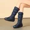 Boots Fashion Women Knee High Winter Warm Fur Wedges Snow Side Zipper Comfortable Woman Shoe Platform Waterproof Long Boot