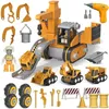 Diecast Model Car Nut Demontering Engineer Car Loading 4 In1 Deformered Engineering Truck Excavator Children skruvpojke Creative Educationaa Toys DIY 220930