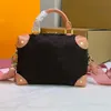 Totes Women Handbag Purse Petite Malle Souple Handbags Rivet Corner Embroidered Removable Strap Shoulder Bag Trunk Box Messenger Bag