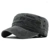Berets Richkeda Store 2022 Cap Army Army Men Men Flat Top Hats Hats Solid Black Green Tan Hat Bonnet Snapback Trucker