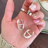 Çember küpeler 18k altın otantik 925 Sterling Gümüş Büyük Dalga Twist Domuz Burun Zinciri Geometrik Kulak Kemik Piercing C-C998