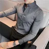 Camisas casuais masculinas Camisas Ajustadas para hombre de mangá larga simples informales oficina 2022