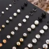 Kolczyki stadnorskie Bohemian 30 par/zestaw okrągły piłka geometryczna Perła dla kobiet Girl Prezenty Crystal Set Jewel biżuteria