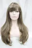 beautiful light brown w/ blonde highlight straight lady' long synthetic hair wig