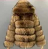 Faux päls Luzuzi Raccoon Coat plus storlek kläder mode vinter kvinnor runt hals varmt tjock ry beskuren jacka damer y2209