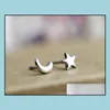 Stud Earrings Beautifly Fashion Accessories 1 Pair 925 Sier Plated Moon Star Stud Drop Delivery 2021 Jewelry Mjfashion Dh1Kx