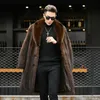 Invierno Otoño Imitación Pieles de animales Chaqueta larga Hombre negro Abrigo de pieles cálido y suelto Europa Hombres Abrigo delgado Moda Ocio Gabardina Marrón