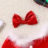 女の子のドレス幼児の子供の赤ちゃんクリスマス衣装クリスマスパーティーフリースドレス長袖サンタプリンセスヘッドバンドの服の衣装