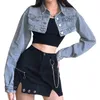 Women's Jackets Women's Cropped Denim Jacket Solid Classic Long Sleeve Button Down Jean Trucker Spring Autumn Ladies Casual
