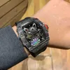 Watches armbandsurdesigner Richa Milles ihåliga kolfiberteknologi Atmosfär TIDE MENS Automatisk mekanisk klocka Ljus sportsia