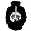 Moletons masculinos 3D Panda preto e branco suéter masculino/feminino moda meninos meninas hip-hop pulôver de manga comprida com capuz