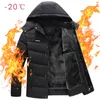 Men's Down Parkas Winter Mens com capuz Jackets casuais grossos casuais descendo parkas homens quebra -vento com zíper quente sobretocas de roupas masculinas para fora 4xl 220929