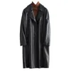 Femmes en cuir Faux Lautaro printemps automne noir surdimensionné Trench-Coat pour les femmes manches Raglan revers lâche décontracté élégant mode coréenne 220929