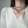 Chaînes Mode Coloré Glaze Fleur Colliers Femmes Collier Coréen Hip-Hop Perles Rondes Clavicule Chaîne Bijoux Pour Les Filles