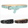 Belts Punk Eyelet For Ladies Jeans Design Metal Buckle Red Belt Waistband