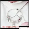 Beaded Strands Beaded Strands Wholesale- Charm Bead Alloy Sier Plated Bracelet Suitable For Pandora Style O Letter Crown Mjfashion Dhuyh