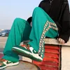 Erkek Pantolon 2022 erkek Hip Hop Elastik Bel Rahat Gevşek Yeşil/beyaz/siyah Joggers Eşofman Altı Moda Dokuma Süsleme Pantolon M-3XL