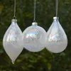 Party Decoration 12st/Pack Small Size Pearl Luster Glass Pendant Christmas Day Tree Hanging Globe Drop Cone Handmade Festival Hanger