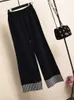 Tweede stuk broek voor dames Autumn Knit 2 Set Houndstooth Cardigan Sweater Sweater Wide Leg Outfits Crop Top Trousers Suits 220930