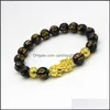 Beaded Strands Chinese Jewelry Pixiu Bracelet 10Mm 12Mm 14Mm Women Men Good Lucky Charm Beads Feng Shui Pi Yao Wealth Bracelets Drop Dhpeu