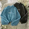 Sweats à capuche pour femmes Sweats Cachemire Court Col Haut Femmes Épaissir Lâche Coréen Automne Fermeture Éclair Manteau Broder Californie Lettres Sweat Femme 220930