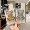 Прозрачные блески блестки с блестками и милые медведя для iPhone 14 13 12 11 Pro Max XS XR x iPhone14 Clear Silicone Covers