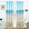 Curtain Beach Sand Shell Tropical Curtains Drapes Panels Darkening Blackout Grommet Room Divider For Patio Window Sliding Glass Door