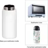 Sublimation Blanks Kids Water Bottle 12 OZ White Straight Tumbler Sippy Up Cup with Black Lid for Heat Press Machine Print 930