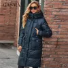 Damen-Daunenparkas GASMAN Damen-Daunenjacke, lang, klassisches Reißverschluss-Design, große Tasche, Stehkragen, Kapuze, schmaler Mantel, Damen-Parkas LD21715 220930