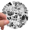 Black and White Gothic Mushroom Stickers for Skateboard 50pcs Cool Waterproof Decal