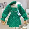 Casual Dresses Spring Hepburn French Slim Square Collar Women Fashion Sweet Printed Dress Female Elegant Puff Sleeve Mini Robes 220930