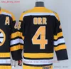 فيلم CCM Vintage Hockey 4 Bobby Orr Jerseys Stitched 7 Phil Esposito 21 Dean Portman Jersey Black White 75th Yellow Men Retro