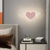 Lampada da parete per camera da letto per bambini, illuminazione notturna decorativa, applique da parete rosa, per interni, simpatici cartoni animati, luci a LED