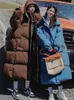 Casacos de trincheira feminina de espessura na jaqueta de algodão, a versão coreana feminina do longo pão de inverno parkas 2022 com capuzes compridos na altura dos joelhos