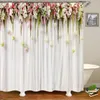 Douchegordijnen 3D printen bloemengordijn Waterdicht polyester voor thuiswanddecoratie badkamer accessoires kunst esthetiek