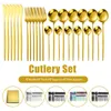 Flatware Sets 24pcs Gold Dinnerware Set Stainless Steel Tableware Knife Fork Spoon Dinner Luxury Cutlery Kitchen