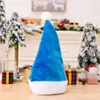 Chapeau de Père Noël pour adultes Chapeau de Noël traditionnel en peluche bleue et blanche pour la fête de vacances du Nouvel An RRE15079