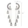 Dangle Earrings Afghan Women Silver Color 2022 Half Moon Gypsy Vintage Boho Tribe Bells Long Tassel Drop Jhumka Jewelry