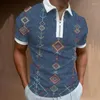 Erkek Polos Yaz Moda Erkekler Polo Gömlek Altın Kolye Baskı Gündelik Kısa Kollu T-Shirt Kavur Zip Partisi Sokak Giyim