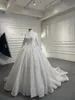 Vestido de casamento muçulmano Dubai Árabe manga comprida gola de renda vestido de noiva personalizado de luxo SM67168