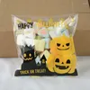 Presentf￶rpackning 50/100 st Halloween Plastic Candy V￤skor Cookie Biscuits Snack Packaging Happy Supplies
