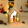 Dekoracje świąteczne LED Drewniane drewniane domek Snowman Święty Pendants Tree Ornament na rok Dekor