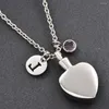 Pendant Necklaces Feather Heart Cremation Urn Necklace For Ashes With Free 20"chain Crystal Letter Filling Kit