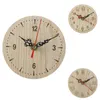 Wall Clocks Retro Numbers Round Wooden Desktop Clock Living Room Bedroom Home Decor