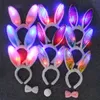 LED ışık yanıp sönen kabarık tavşan kulakları kafa bandı payetleri headdress tavşan kulakları kostüm aksesuar cosplay cadılar bayramı Noel partisi tedarik dh4482